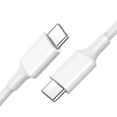 کابل شارژ سریع USB C به C رنگ سفید با ژاکت PVC 20V 3A 60W