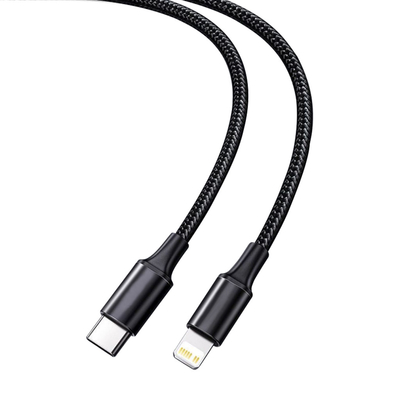 کابل شارژ سریع USB رنگ مشکی با روکش نایلونی بافته شده سرعت انتقال 10 گیگابیت بر ثانیه