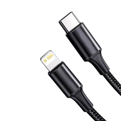 کابل شارژ سریع USB رنگ مشکی با روکش نایلونی بافته شده سرعت انتقال 10 گیگابیت بر ثانیه