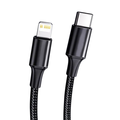 کابل شارژ سریع USB رنگ مشکی با روکش نایلونی بافته شده سرعت انتقال 10 گیگابیت بر ثانیه