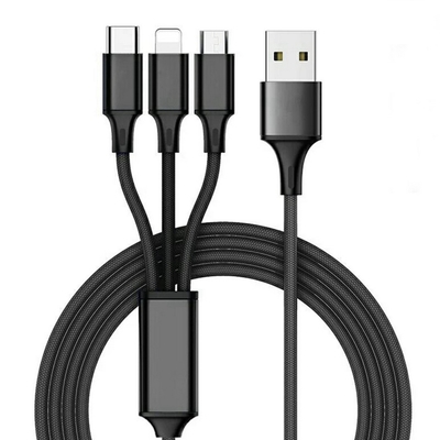 کابل داده شارژ USB 3 در 1 2.4 آمپری نوع C چند پورت OEM ODM