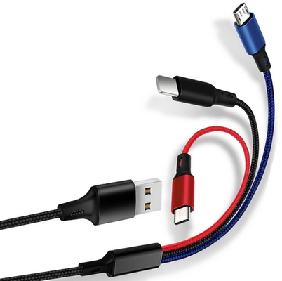 کابل داده شارژ USB 3 در 1 2.4 آمپری نوع C چند پورت OEM ODM