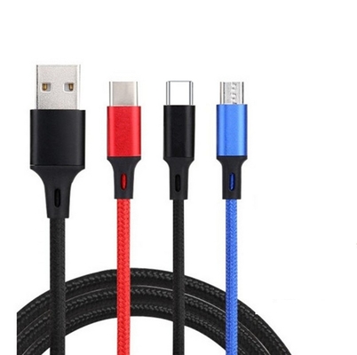 کابل داده شارژ USB 3 در 1 2.4 آمپری نوع C چند پورت OEM ODM