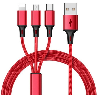 کابل داده شارژ USB 3 در 1 2.4 آمپری نوع C چند پورت OEM ODM