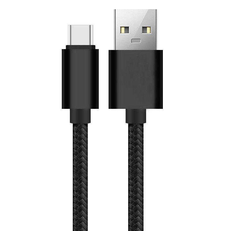 کابل داده شارژ USB 3A مشکی نایلونی بافته شده با گواهینامه RoHS CE