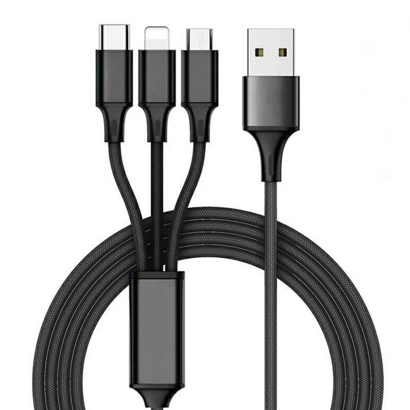کابل داده شارژ USB 3 در 1 2.4 آمپری نوع C چند پورت OEM ODM