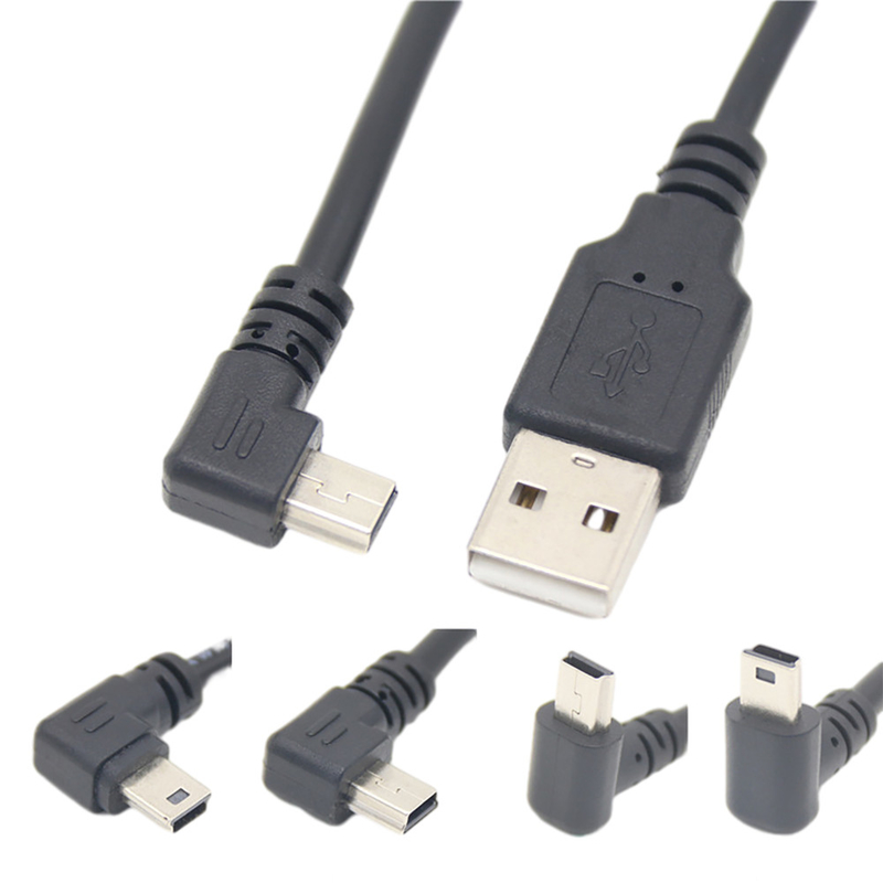 کابل داده شارژ USB 2.0 مرد مینی با کانکتور زاویه راست
