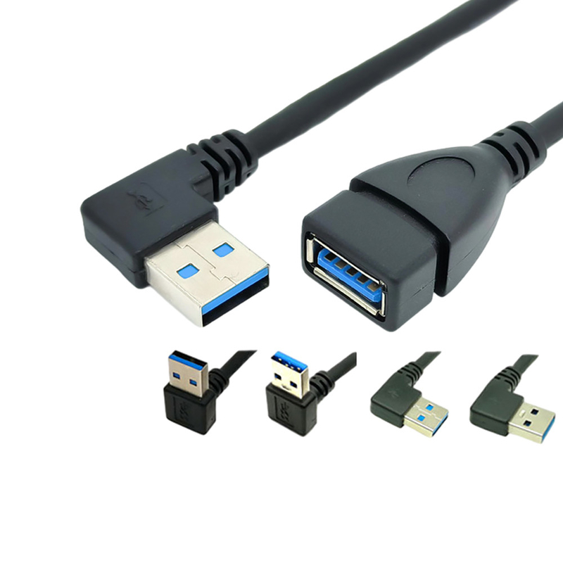 کابل داده شارژ USB با زاویه راست 90 درجه با آداپتور USB 3.0 مرد به زن